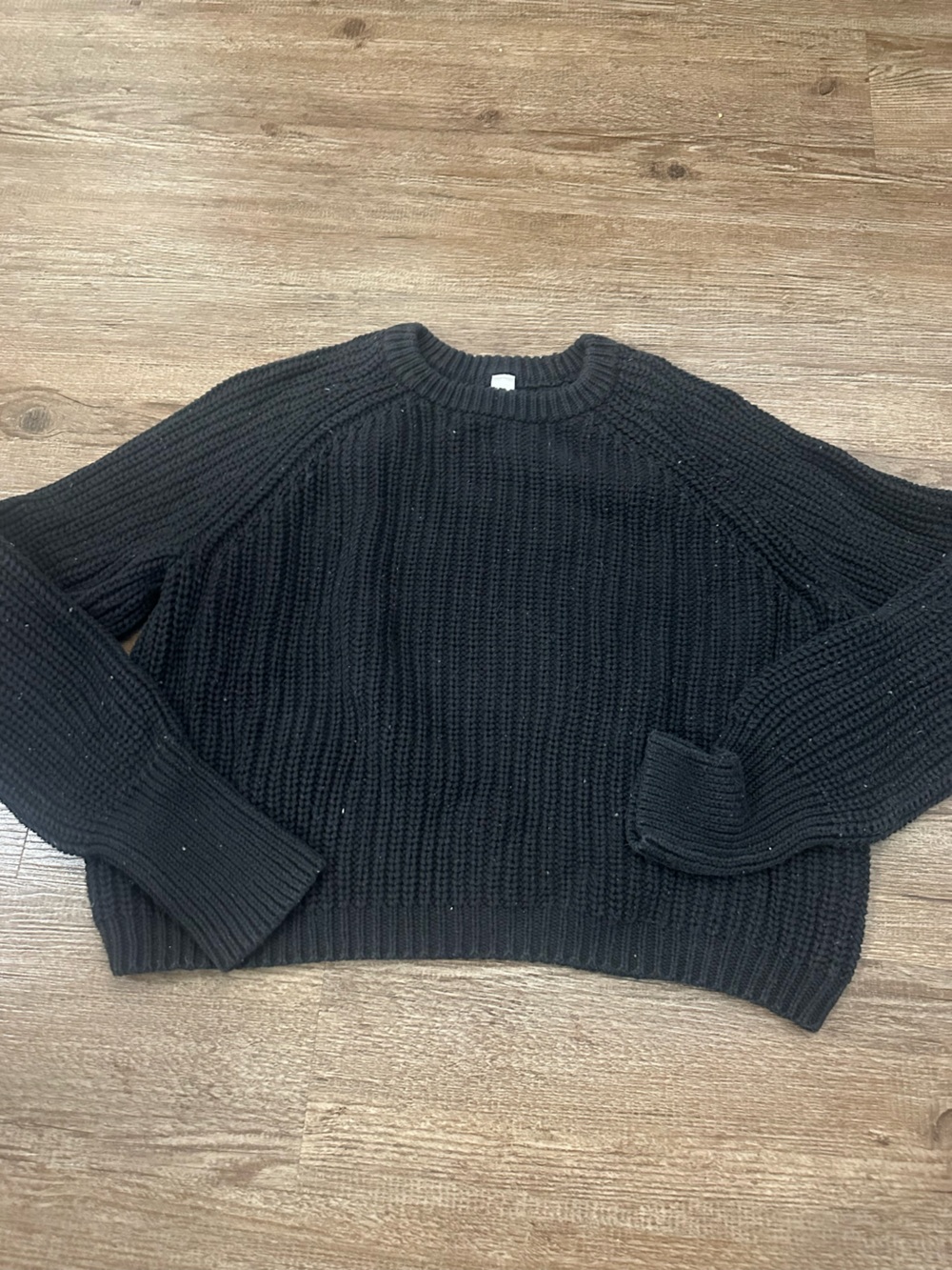 Black Chunky Knit Crewneck Sweater